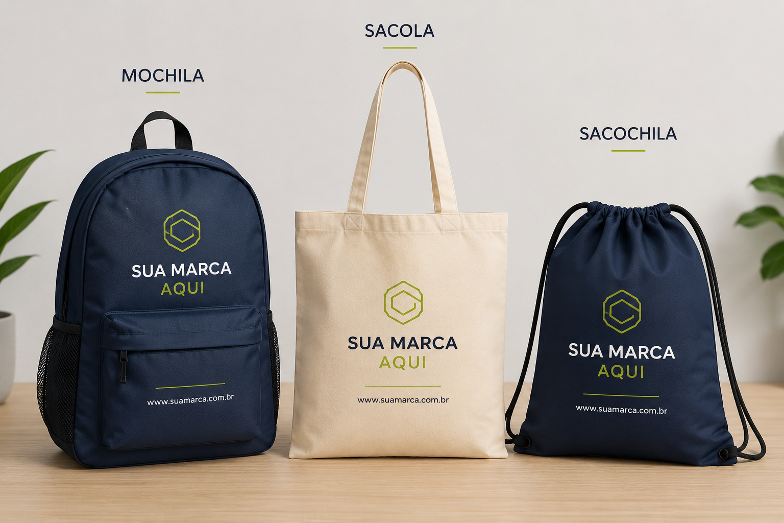 Sacola, mochila e sacochila