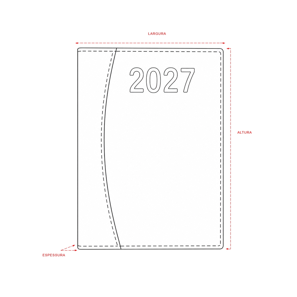 AGENDA DIÁRIA 2027 personalizada — Cadernetas, Agendas e Blocos de Notas — detalhe do zíper
