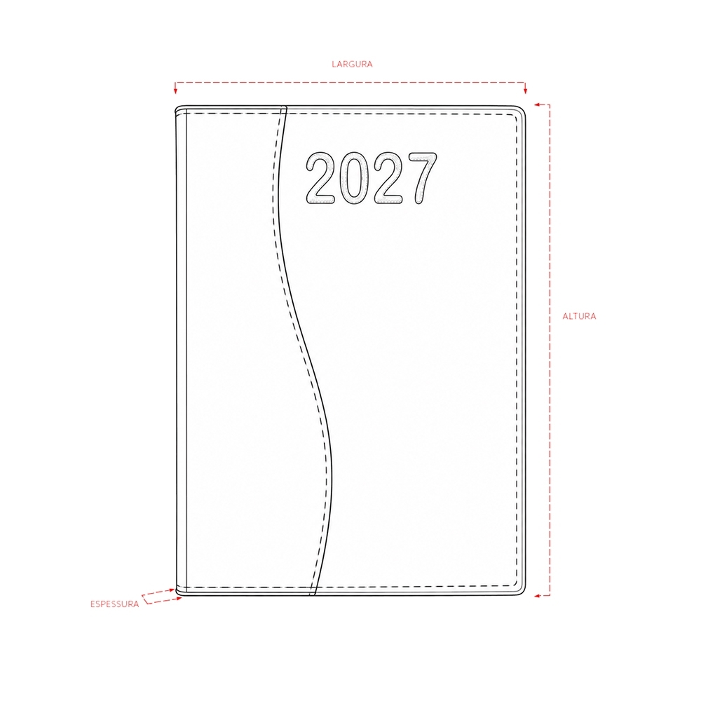 AGENDA DIÁRIA 2027 personalizada — Cadernetas, Agendas e Blocos de Notas — vista lateral