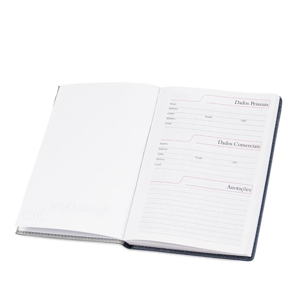 AGENDA DIÁRIA 2027 personalizada — Cadernetas, Agendas e Blocos de Notas — vista posterior
