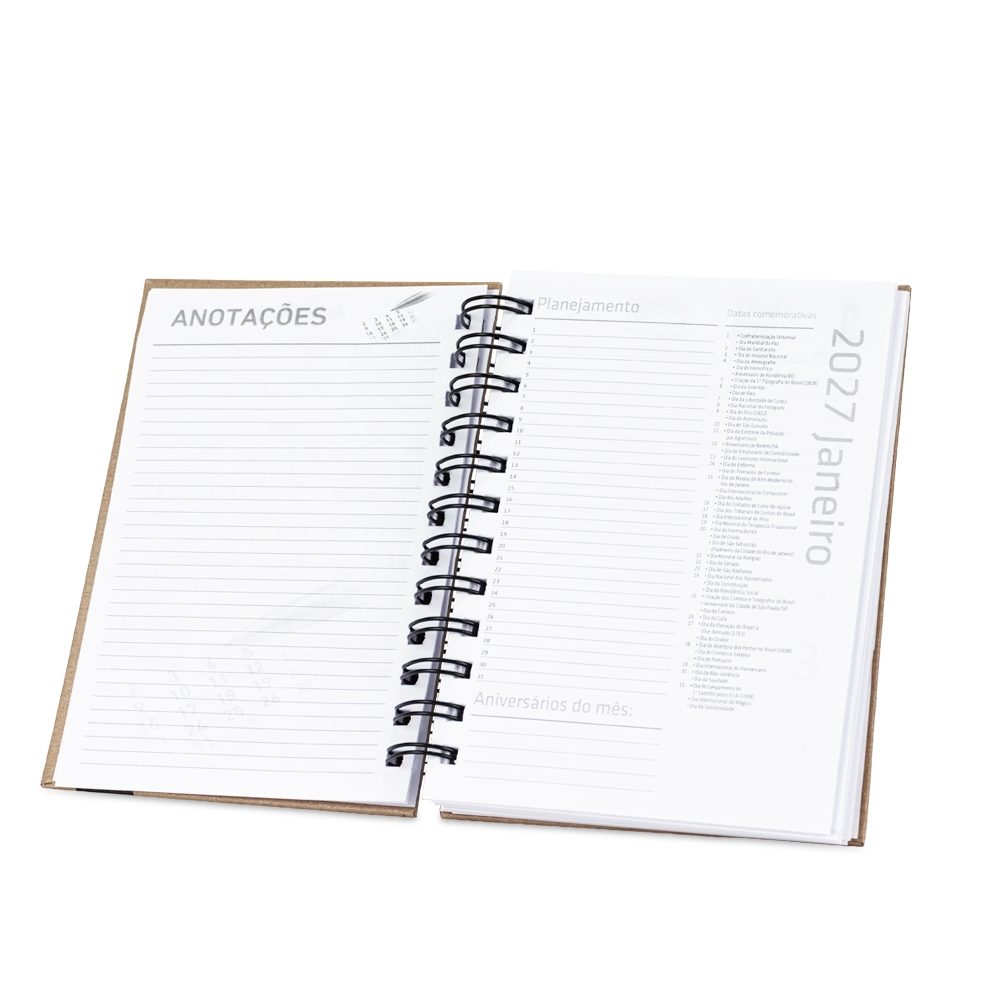 AGENDA DIÁRIA 2027 personalizada — Cadernetas, Agendas e Blocos de Notas — vista posterior