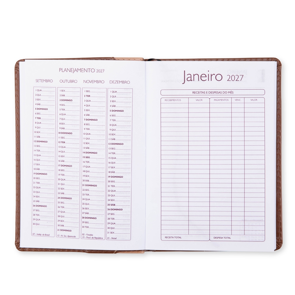 AGENDA DIÁRIA 2027 personalizada — Cadernetas, Agendas e Blocos de Notas — interior e compartimentos
