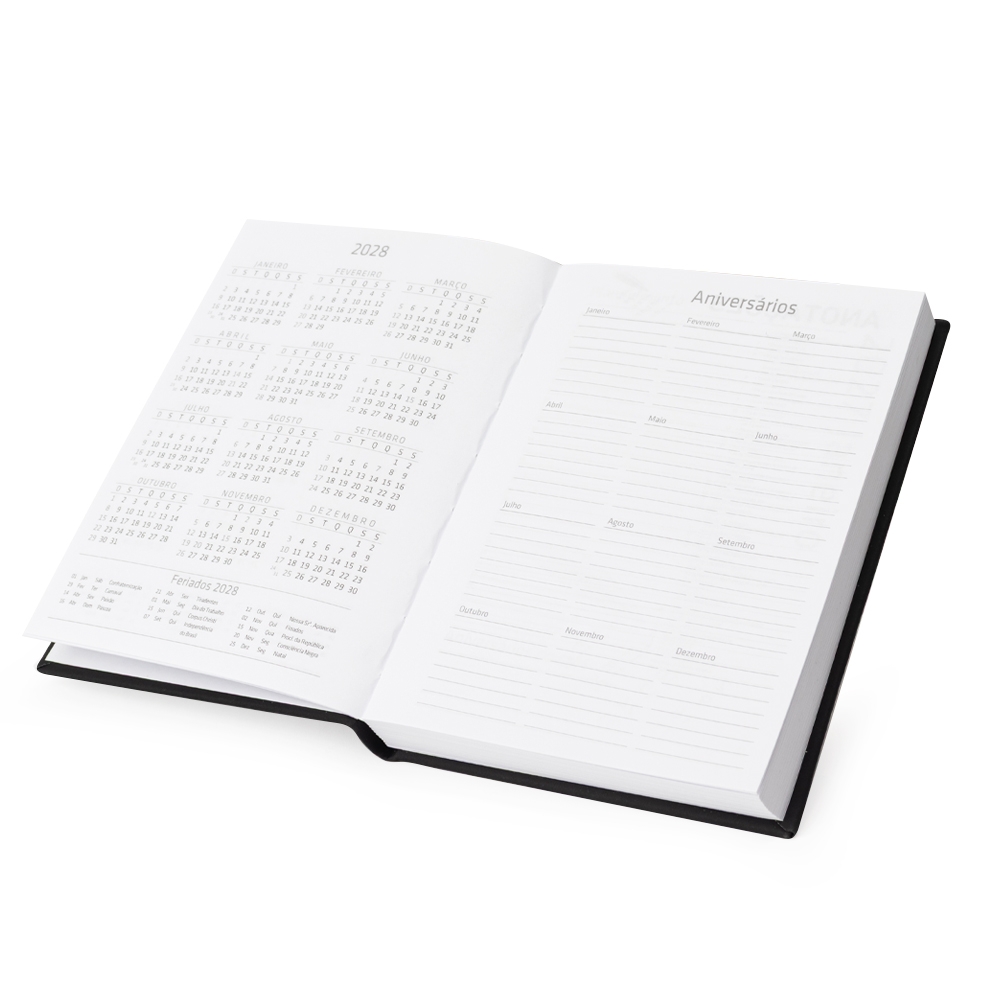 AGENDA DIÁRIA EMBORRACHADA personalizada — Cadernetas, Agendas e Blocos de Notas — detalhe de costura e acabamento