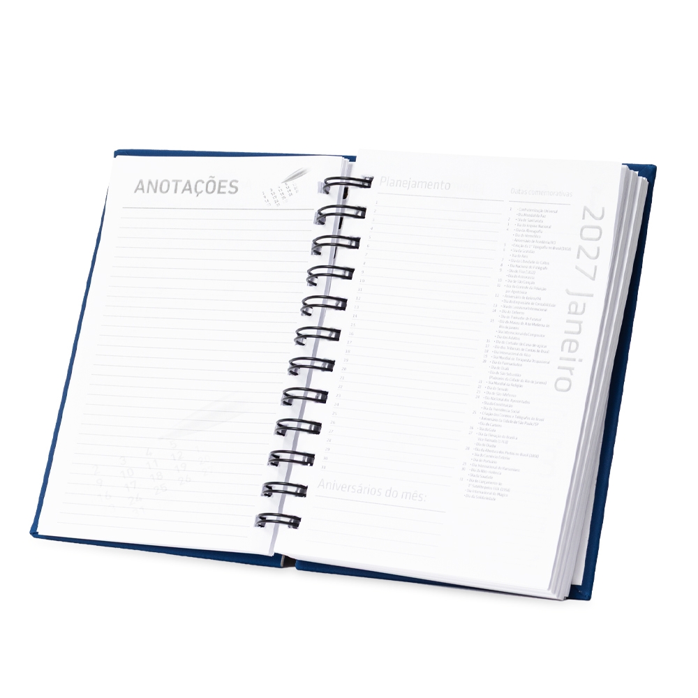 AGENDA DIÁRIA WIRE-O EMBORRACHADA personalizada — Cadernetas, Agendas e Blocos de Notas — vista posterior