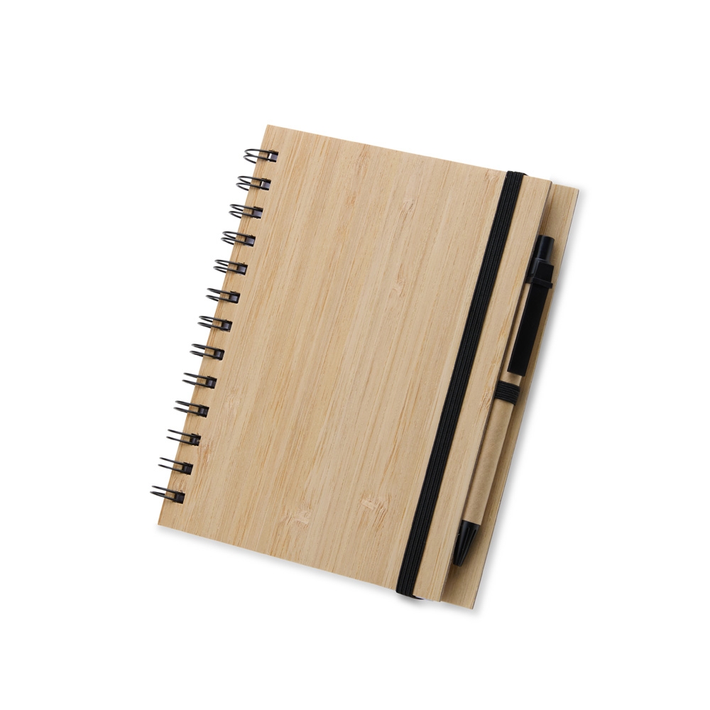 BLOCO DE ANOTAÇÕES BAMBU COM CANETA personalizada — Cadernetas, Agendas e Blocos de Notas — vista frontal