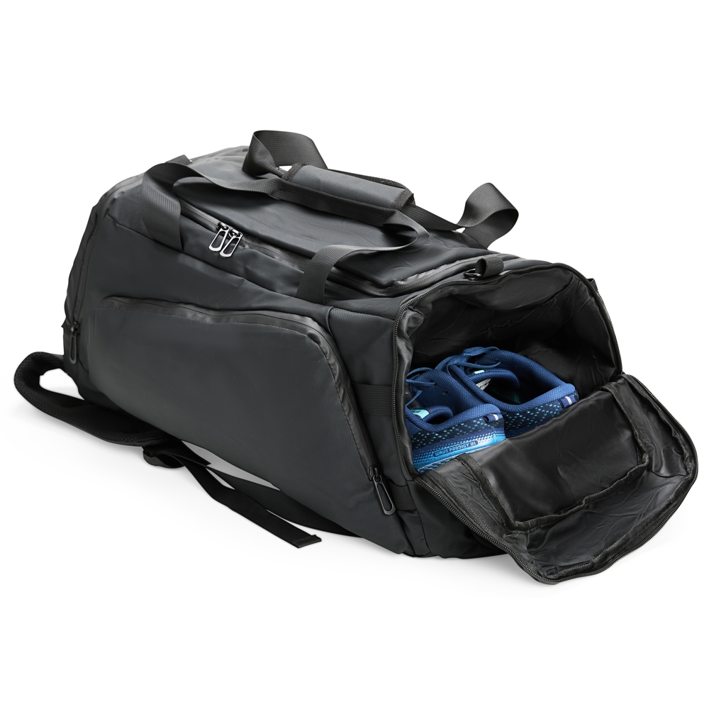 BOLSA COURO SINTÉTICO 35L personalizada — Bolsa — detalhe de costura e acabamento