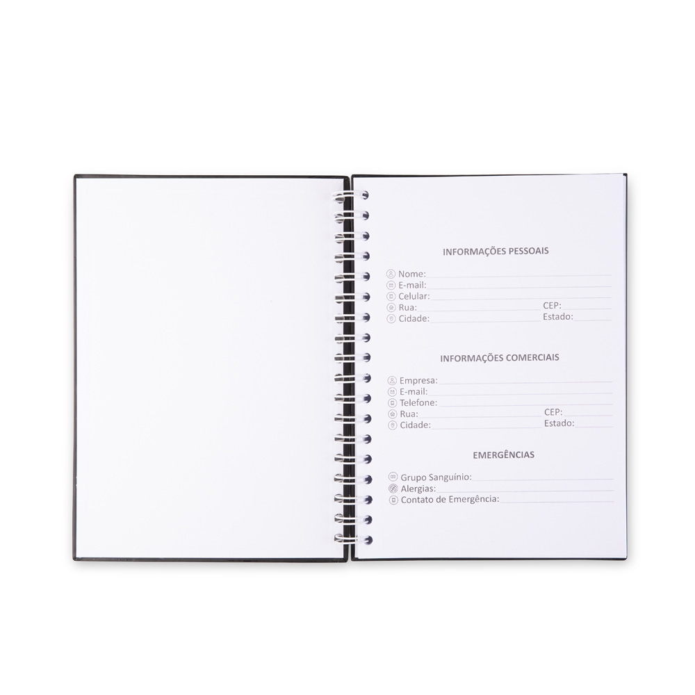 CADERNO CAPA FOSCA COM PAUTA personalizada — Cadernos — detalhe de personalização