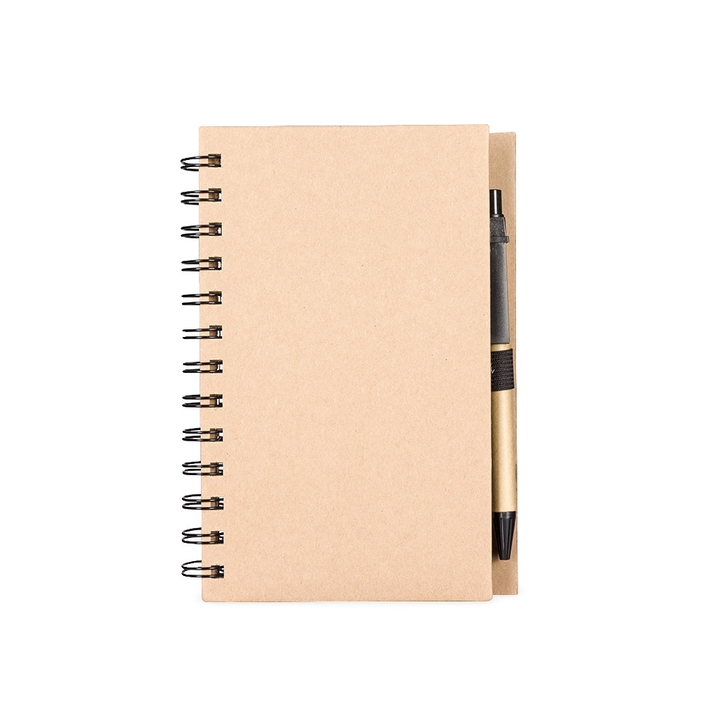 CADERNO ECOLÓGICO COM AUTOADESIVOS E CANETA personalizada — Cadernos — vista frontal