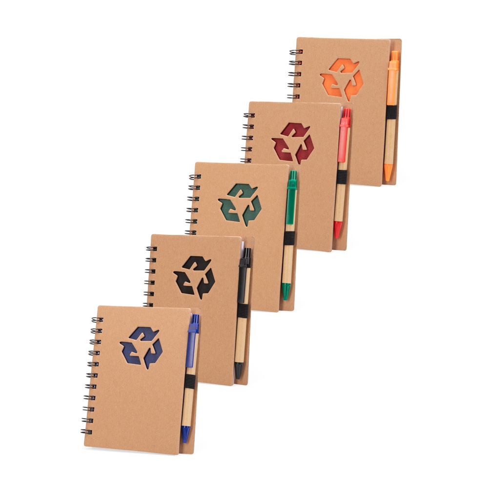 CADERNO ECOLÓGICO COM CANETA personalizada — Cadernos — vista lateral