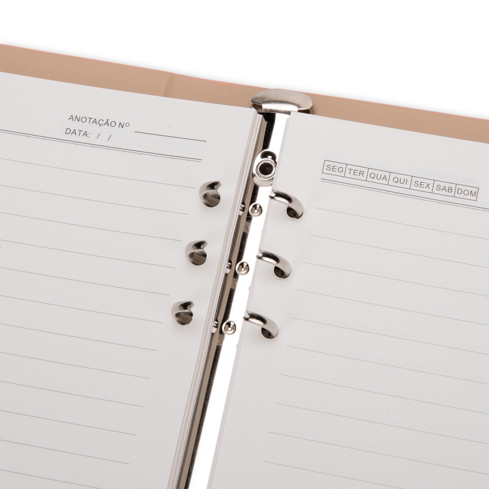 CADERNO FICHÁRIO COURO SINTÉTICO personalizada — Cadernos — aplicação em uso