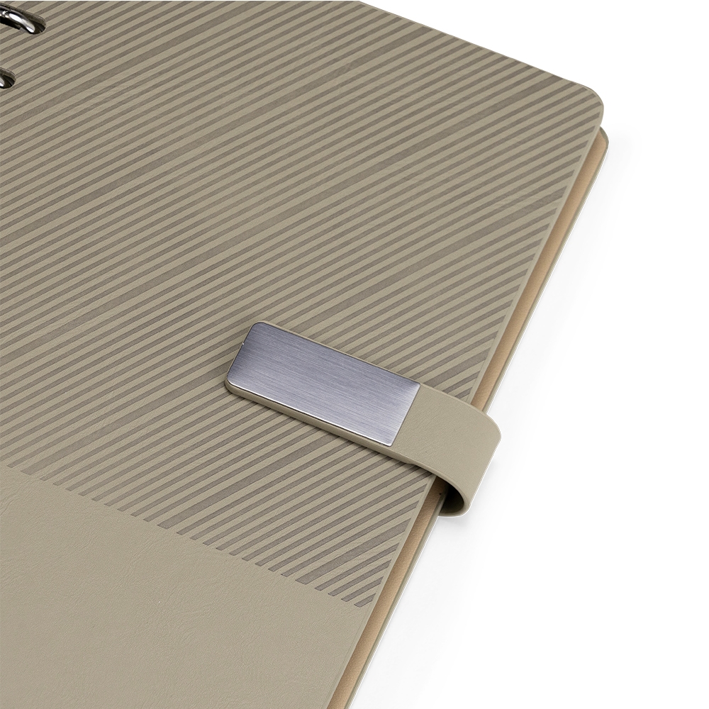 CADERNO FICHÁRIO COURO SINTÉTICO personalizada — Cadernos — detalhe do zíper