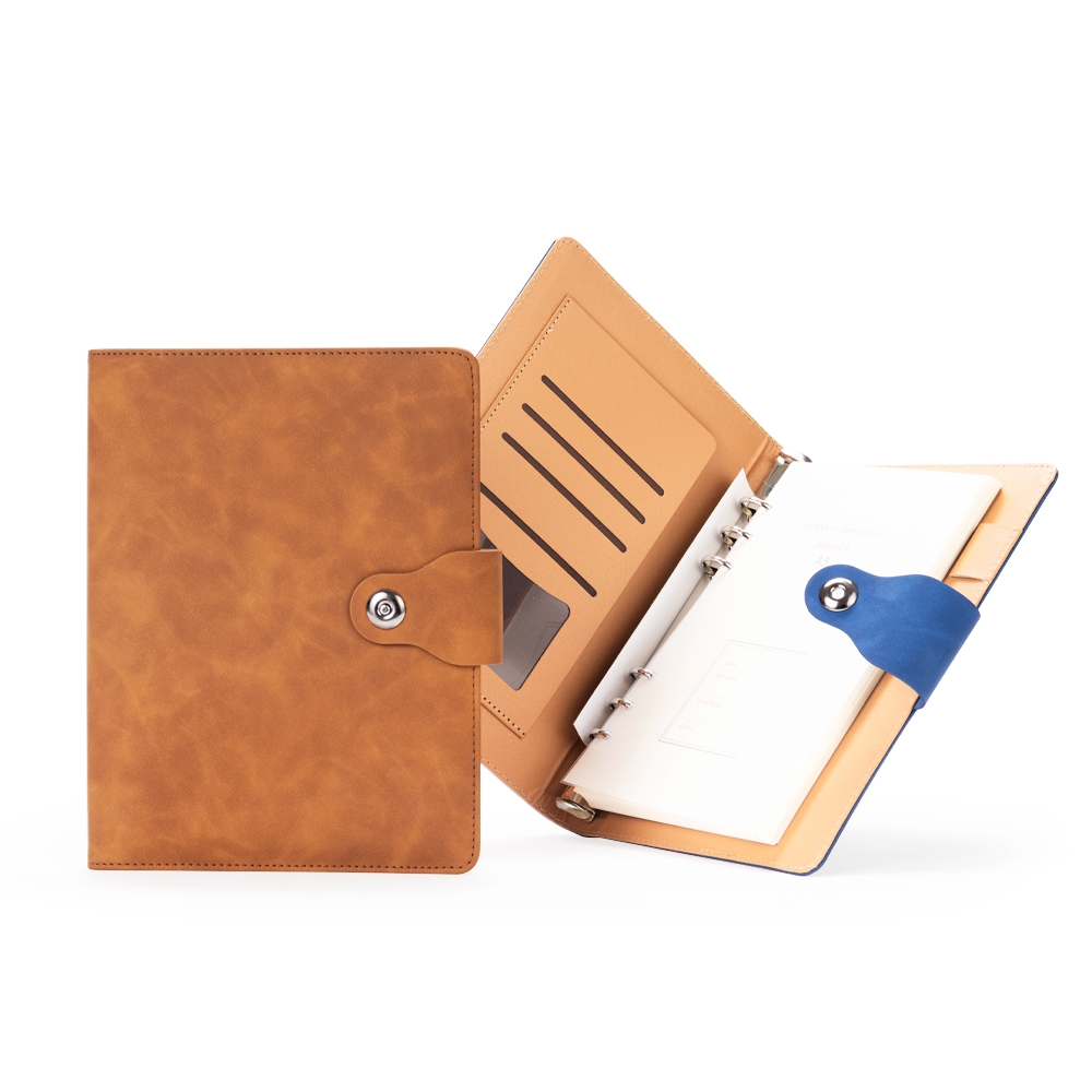 CADERNO FICHÁRIO PU personalizada — Cadernos — vista lateral