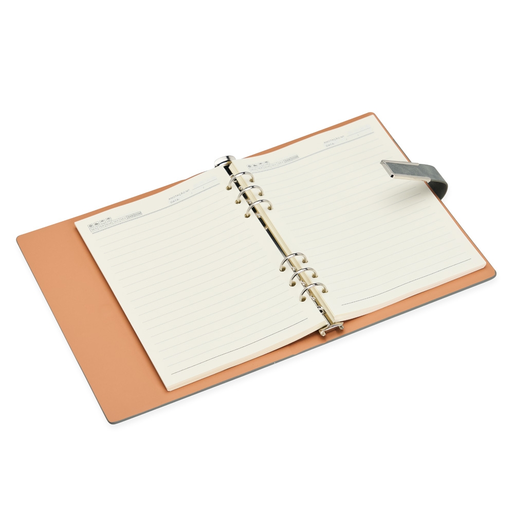 CADERNO FICHÁRIO PU personalizada — Cadernetas, Agendas e Blocos de Notas — detalhe de personalização