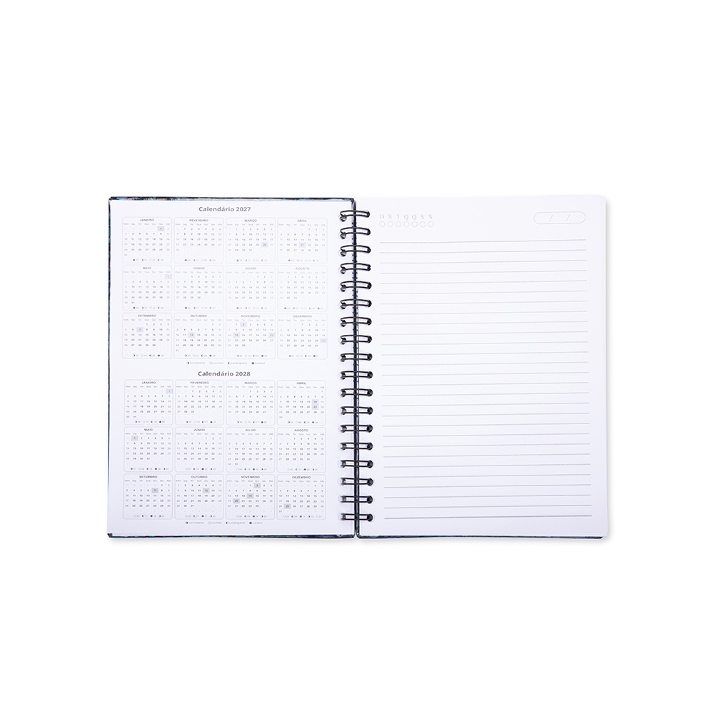 CADERNO HOLOGRÁFICO COM PAUTA personalizada — Cadernos — detalhe de costura e acabamento