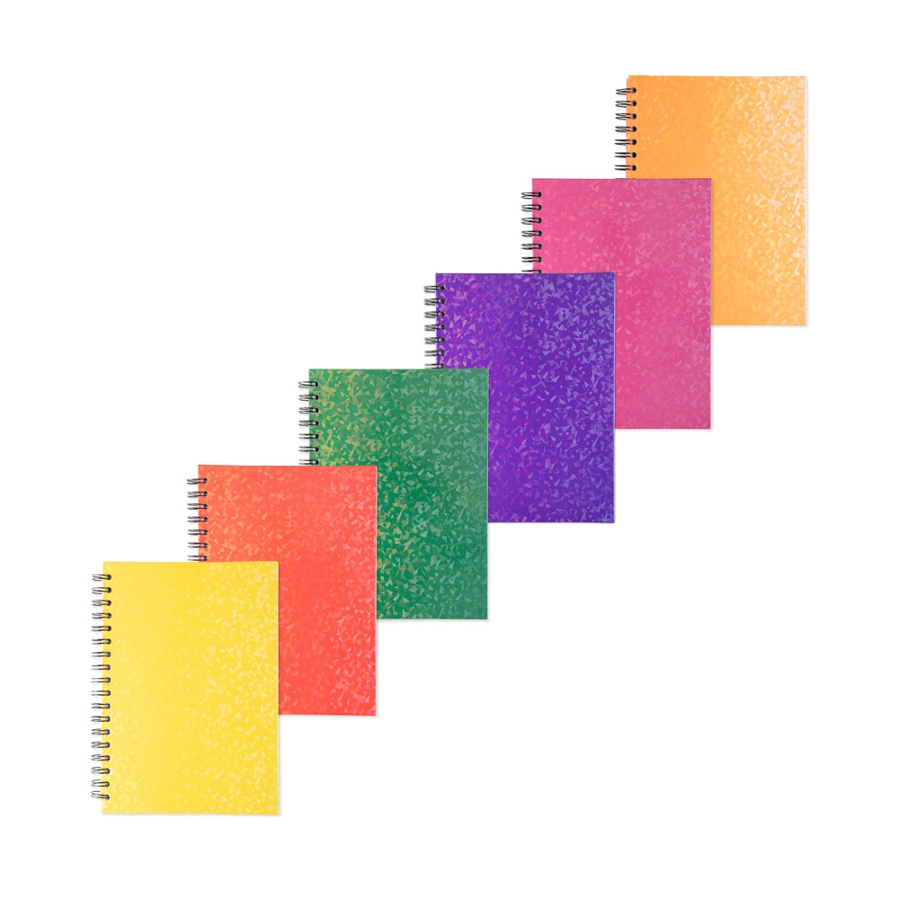 CADERNO HOLOGRÁFICO COM PAUTA personalizada — Cadernos — vista lateral