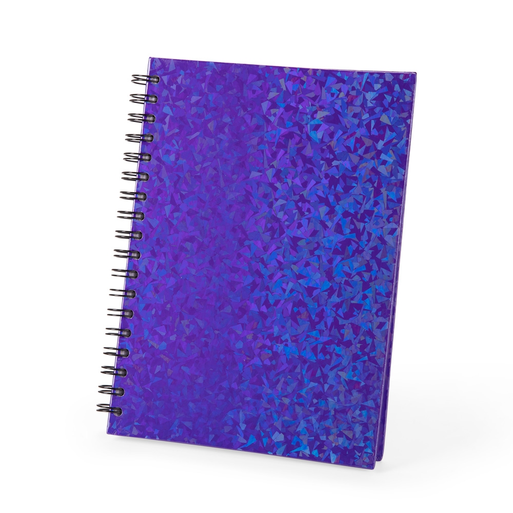 CADERNO HOLOGRÁFICO COM PAUTA personalizada — Cadernos — detalhe de personalização