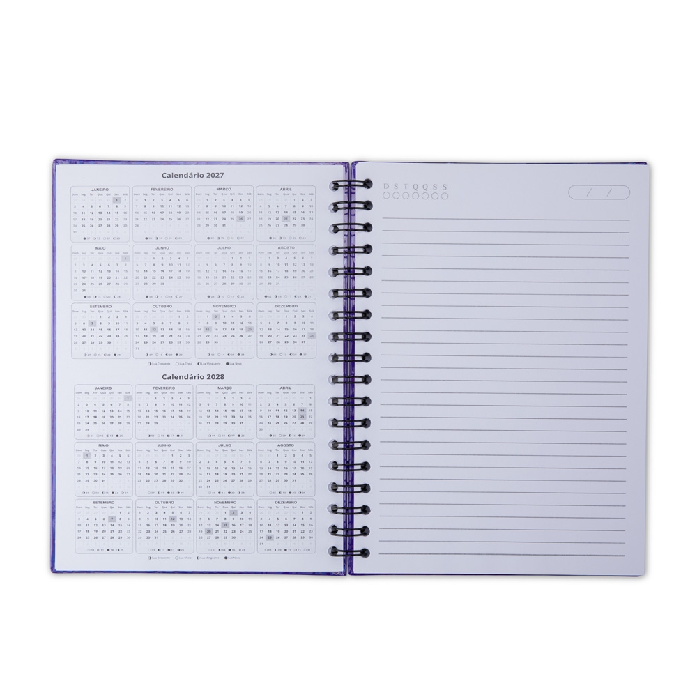 CADERNO HOLOGRÁFICO COM PAUTA personalizada — Cadernos — interior e compartimentos