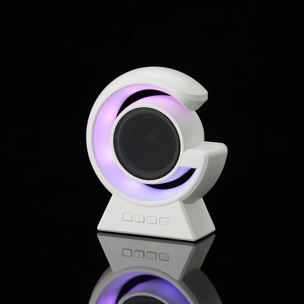 CAIXA DE SOM COM LUMINÁRIA personalizada — Tech — vista lateral