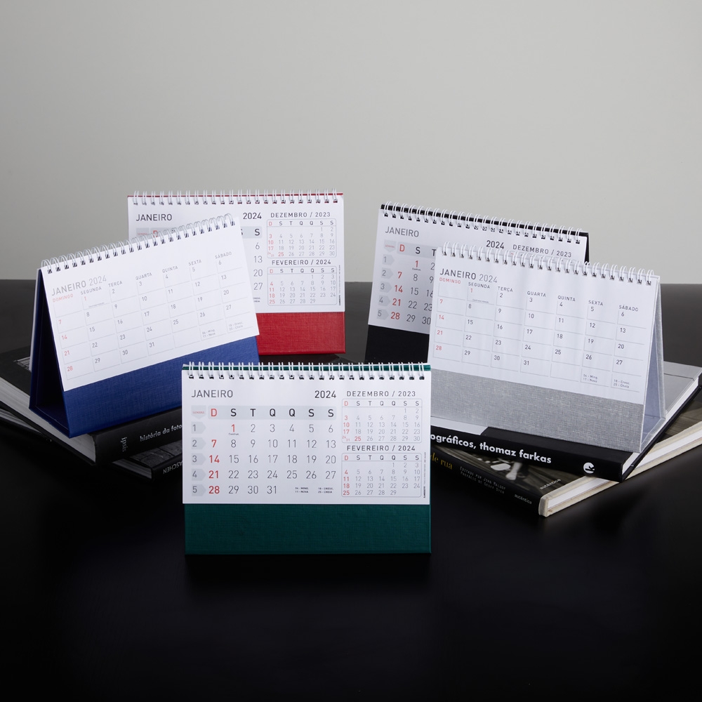 CALENDÁRIO DE MESA 2027 personalizada — Cadernetas, Agendas e Blocos de Notas — vista lateral