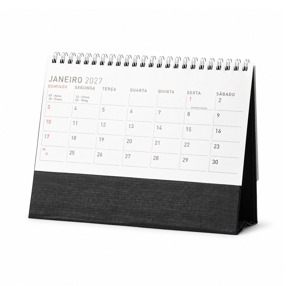 CALENDÁRIO DE MESA 2027 personalizada — Cadernetas, Agendas e Blocos de Notas — interior e compartimentos