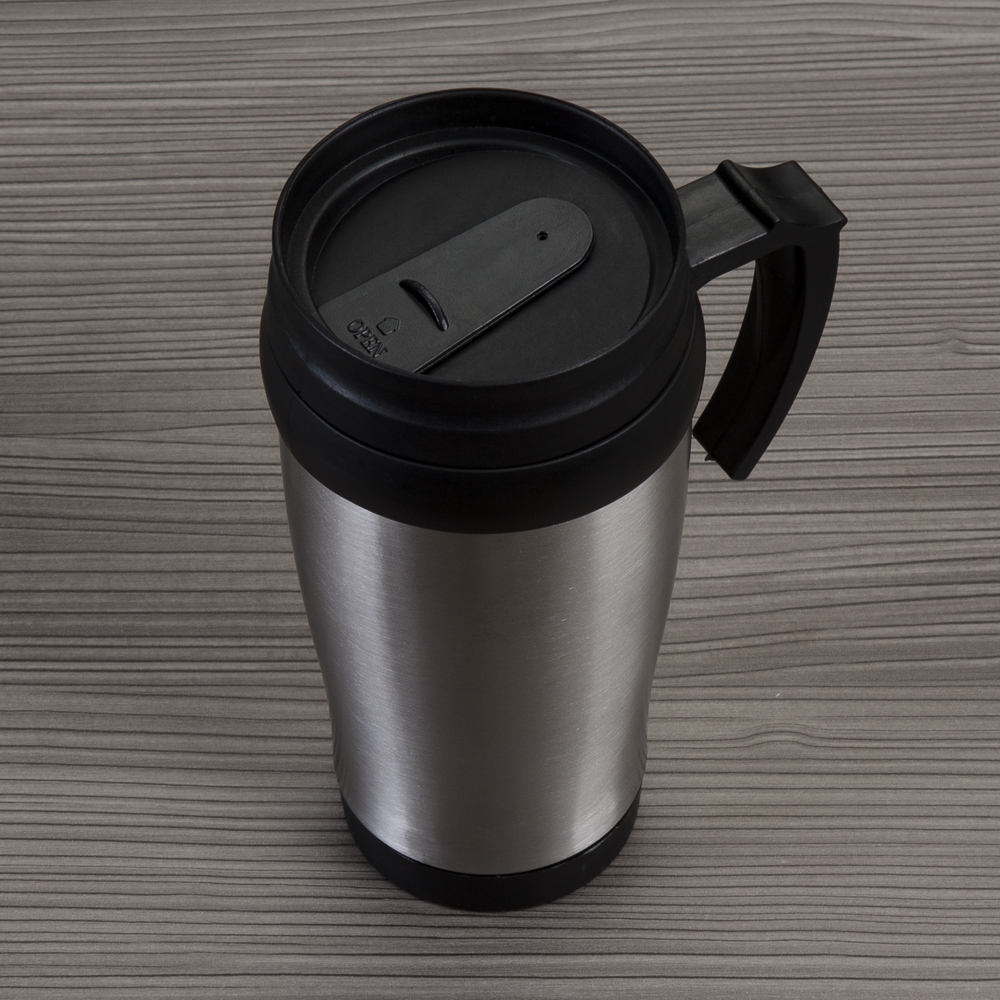 CANECA 400ML C/ TAMPA personalizada — Canecas — vista lateral