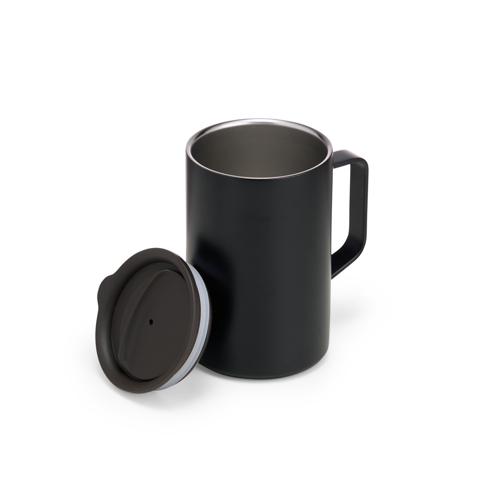 CANECA INOX PAREDE DUPLA 350ML personalizada — Canecas — detalhe de costura e acabamento