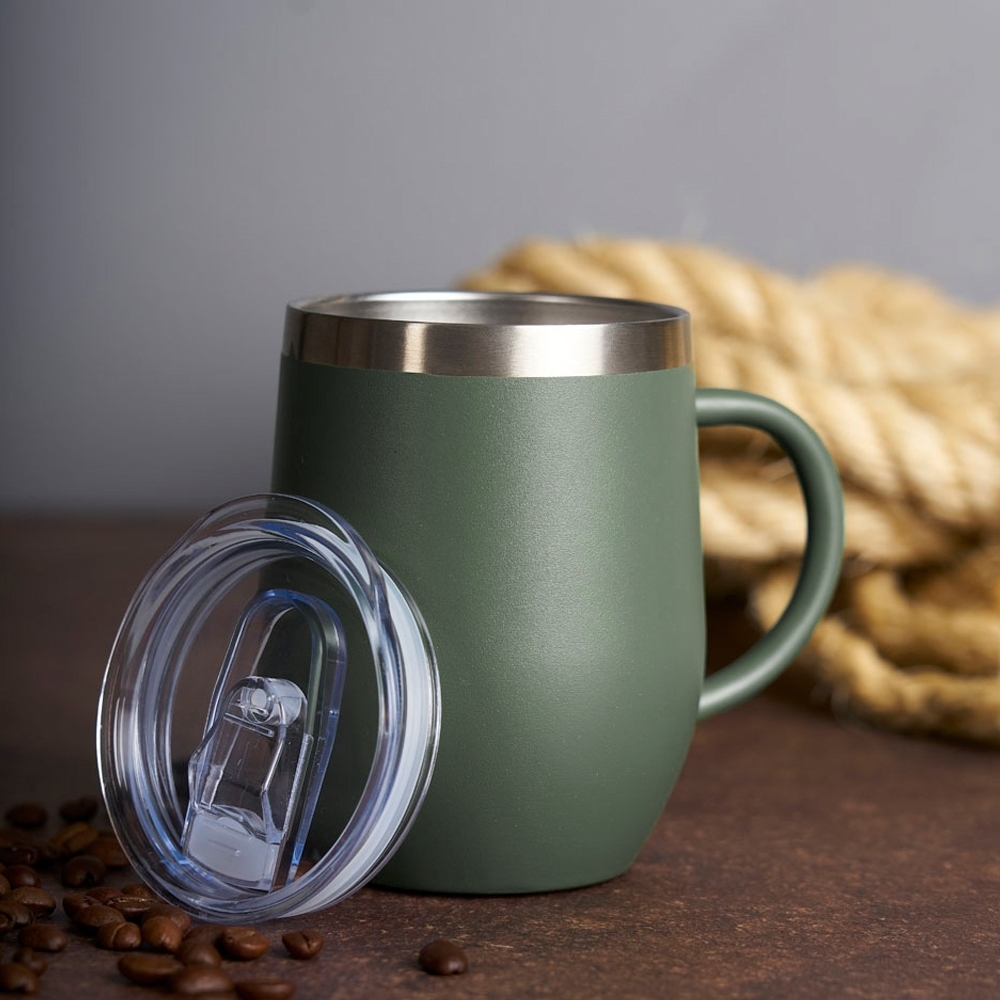CANECA TERMICA 350ML personalizada — Garrafa — detalhe de costura e acabamento