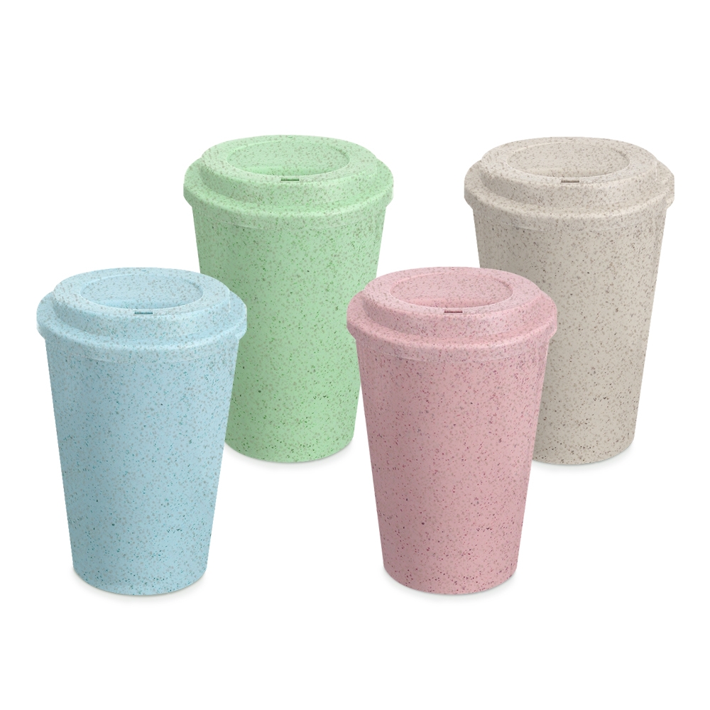 COPO FIBRA DE ARROZ C/ TAMPA 450ML personalizada — Copos — vista lateral