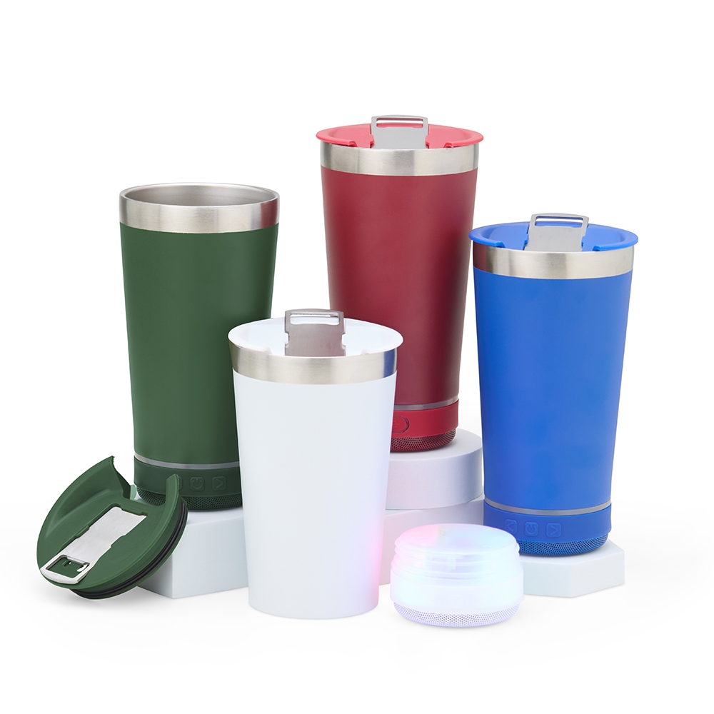 COPO TÉRMICO 400ML C/ CAIXA DE SOM personalizada — Copos — vista lateral