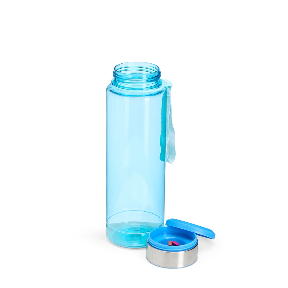GARRAFA PLÁSTICA 950ML PORTA-COMPRIMIDO personalizada — Garrafas — detalhe de costura e acabamento